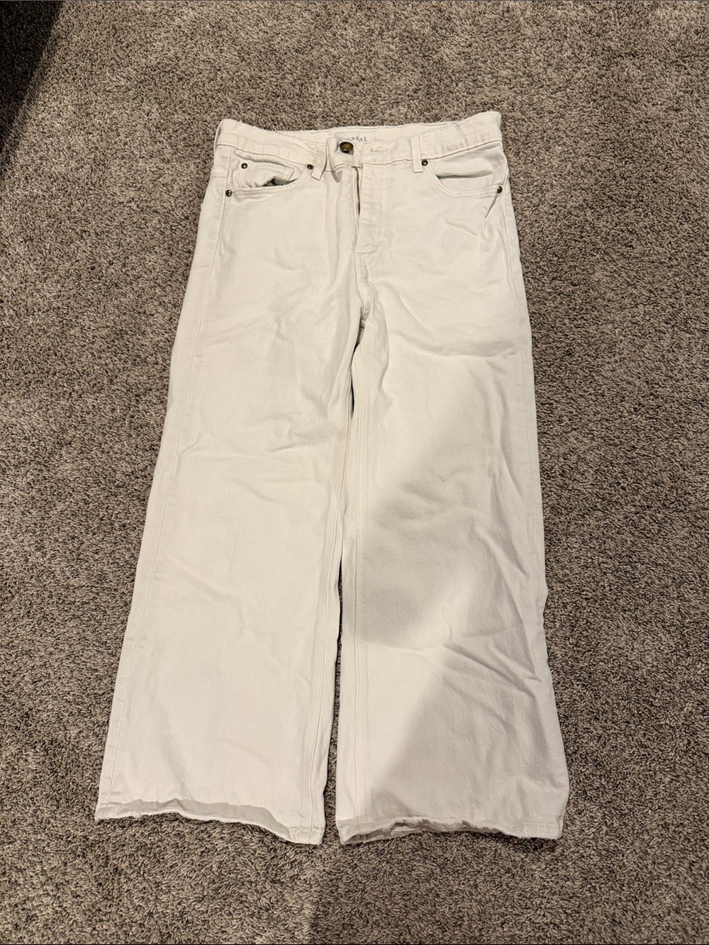 THE GREAT. White Wide-Leg Cropped Jeans